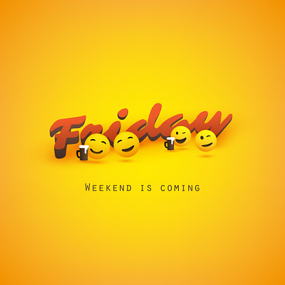 Friday, Weekend Concept Design, Illustration in Freely Editable Vector Format