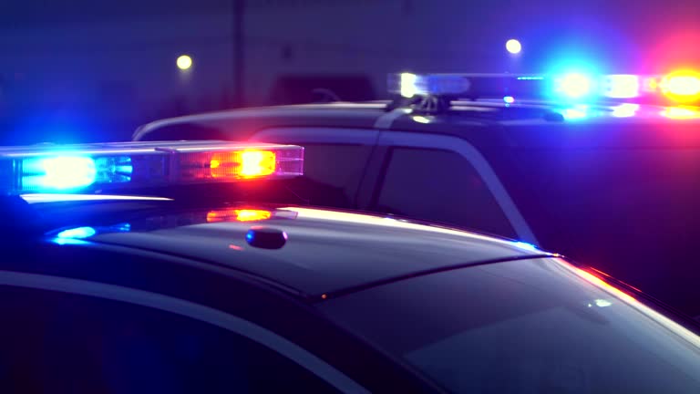 Emergency lights on two police cars