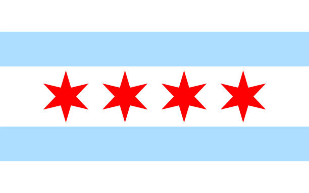 ilustraciones, imágenes clip art, dibujos animados e iconos de stock de fondo sólido de la bandera de chicago, ilustración vectorial - bandera