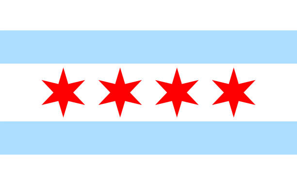 ilustraciones, imágenes clip art, dibujos animados e iconos de stock de fondo sólido de la bandera de chicago, ilustración vectorial - banderas