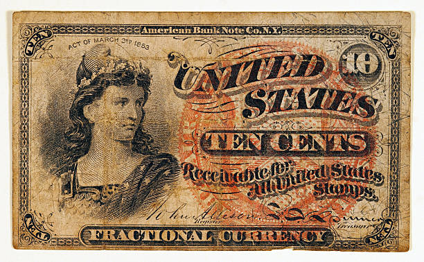 Antique Fractional Currency Note stock photo