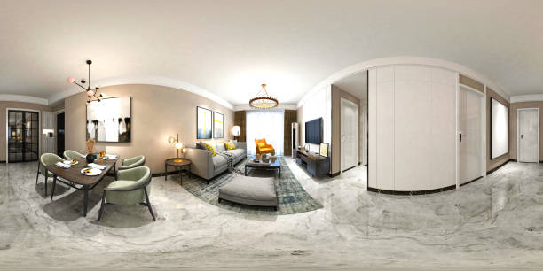 istock 3D Render 360 Degrees Modern Living Room 1207822202