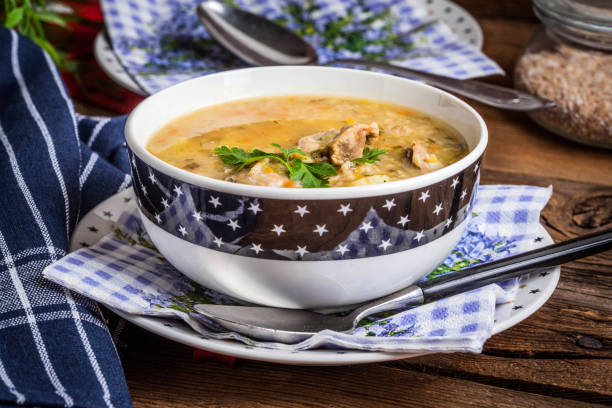 istock Soup with barley and chicken gizzards. 1207824000