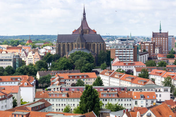 istock High angle view at the Hanseatic city Rostock 1207826107