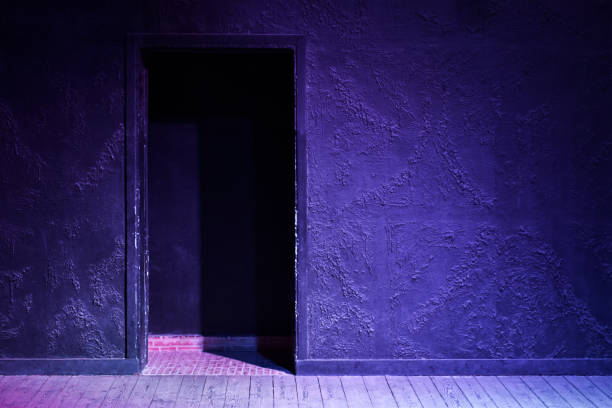 istock Old doorway in the wall in the dark 1207830211