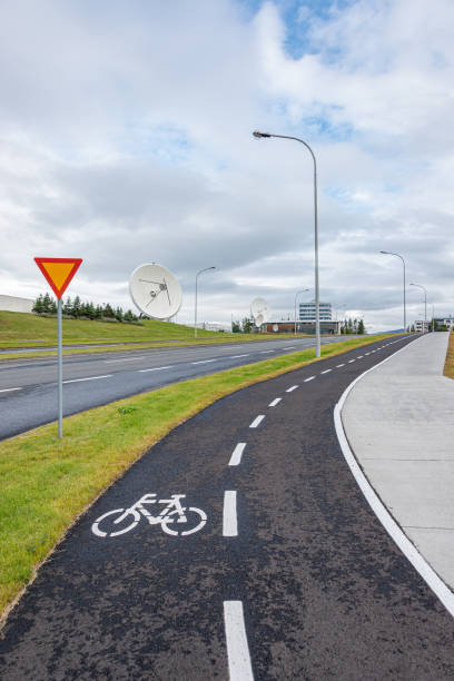 istock Bicycle lane in Reykjavik downtown, Iceland, summer 1207833261