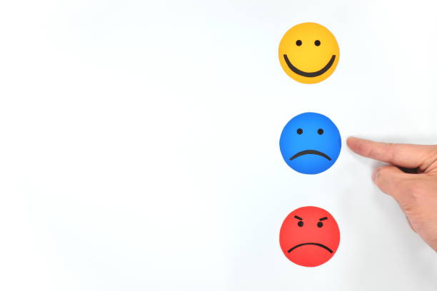 istock Happy, Sad and Angry face icon in white background. Customer satisfaction and service quality concept. 1207836740