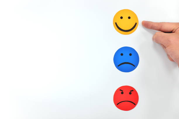istock Happy, Sad and Angry face icon in white background. Customer satisfaction and service quality concept. 1207836742