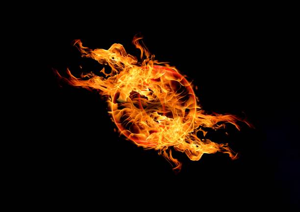 Abstract circular flame illuminating the dark