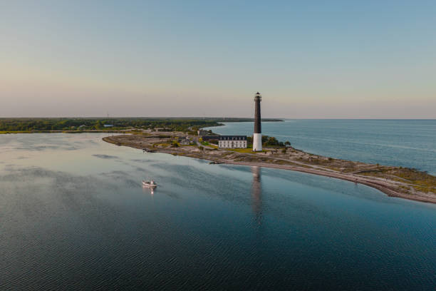 istock Scenic aerial view of lighthouse at sunset 1207844013