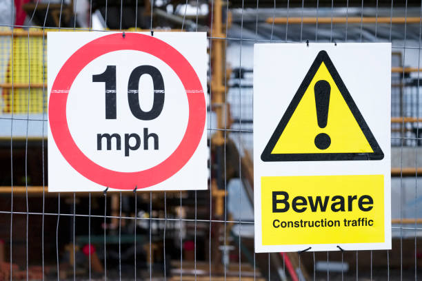 istock Construction danger no entry sign on entrance fence 1207859162