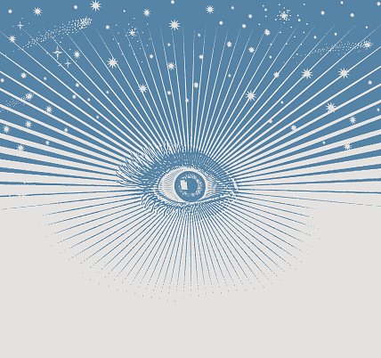 Third eye with a universe and stars