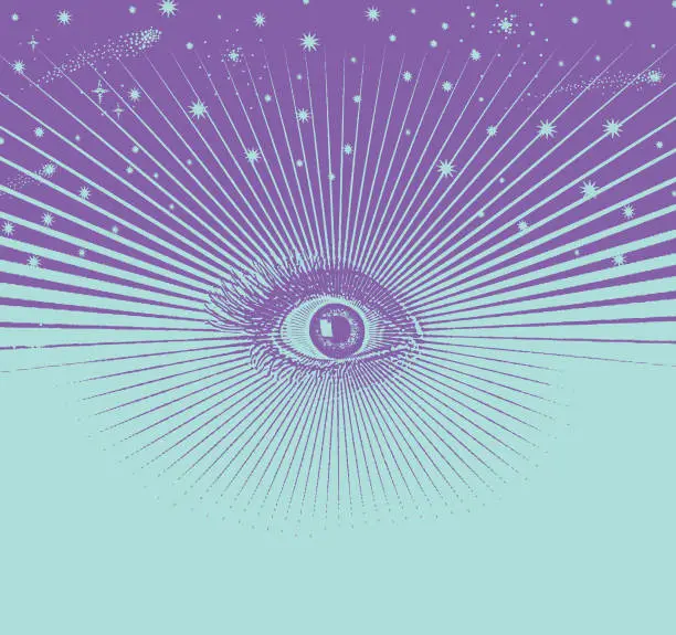 Vector illustration of Third eye with a universe and stars