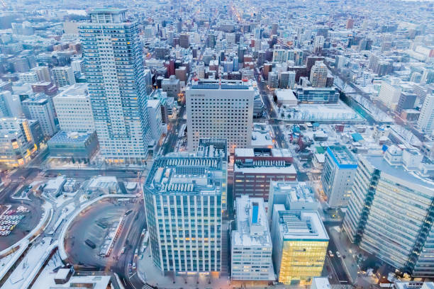 istock view of dowtown sapporo in Japan 1207871256