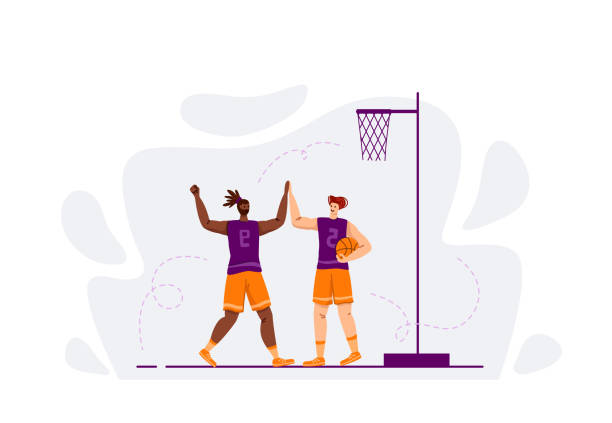 koncepcja sportowa koszykarza - basketball team sports healthy lifestyle isolated objects stock illustrations