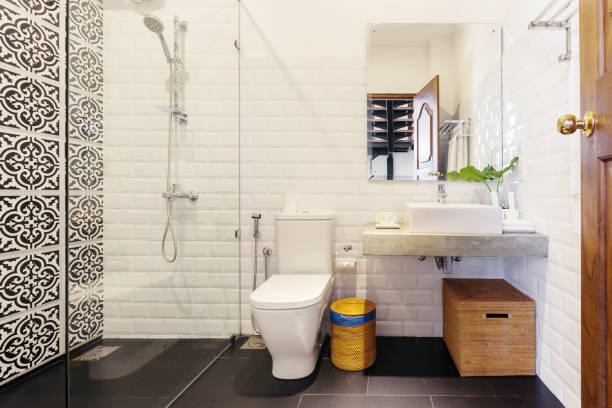 istock Bathroom with toilet modern hotel interior 1207883169