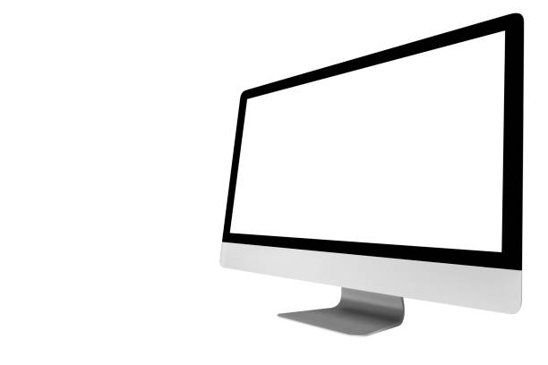 istock Laptop computer PC with blank screen mock up isolated on white background. Laptop isolated screen. PC computer white screen with copy space. Empty space for text. Isolated white screen 1207886915