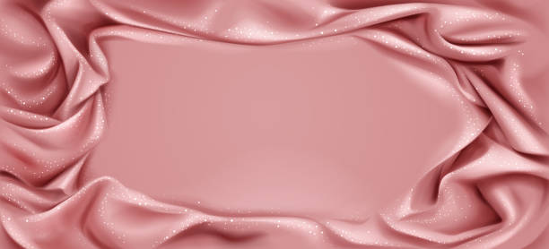 illustrazioni stock, clip art, cartoni animati e icone di tendenza di sfondo in tessuto drappeggiato in seta rosa con scintillante - textile silk backgrounds luxury