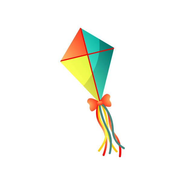 istock Cute paper red, yellow, green color sky kite 1207898302