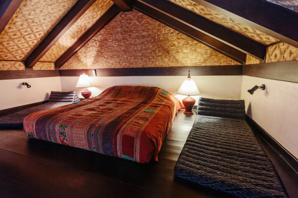 istock Modern bed room interior under roof in Luxury villa 1207898343