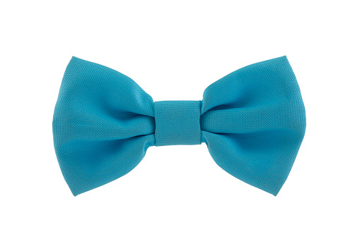 Blue bow tie isolated on white background with clipping path