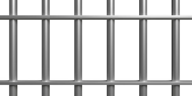 istock Jail bars on white background, texture. 3d illustration 1207905647