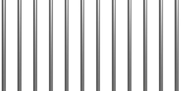 istock Jail bars on white background, texture. 3d illustration 1207905655