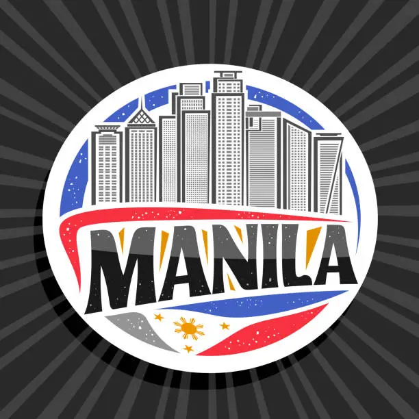 Vector illustration of Vector label for Manila