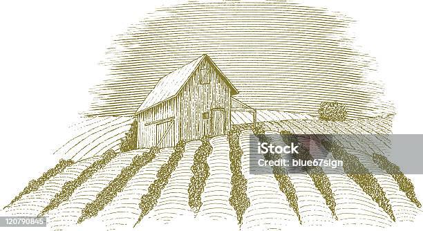 Ферма Пейзаж — стоковая векторная графика и другие изображения на тему Амбар - Амбар, Без людей, Векторная графика