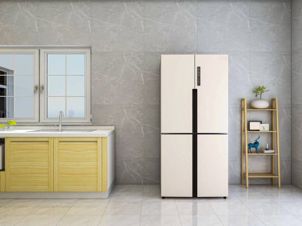 istock 3D rendering,Modern family kitchen design, new cabinets and kitchenware with refrigerators, sunlight from the window. 1207909507
