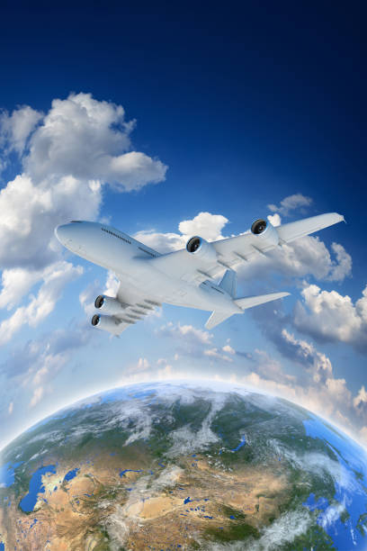 istock Flying over Eurasia. Air travel concept. 1207910680