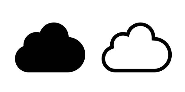 ilustrações de stock, clip art, desenhos animados e ícones de cloud icon set illustration material - downloading symbol computer icon white background