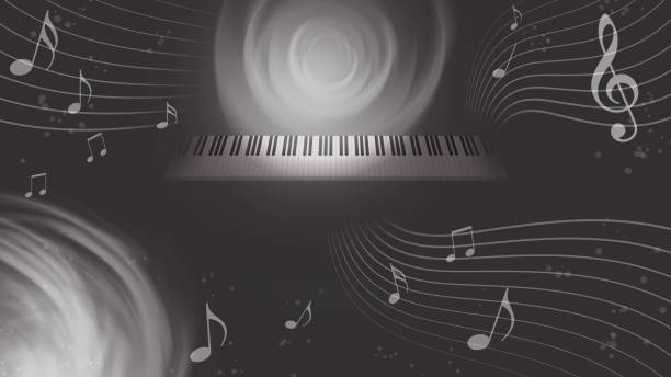 istock Image of music  piano keyboard and musical notes background 1207911064