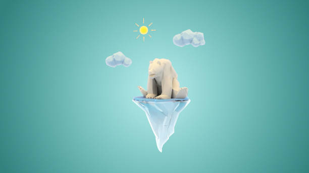 istock Save world with polar bear character on small iceberg. 1207911928