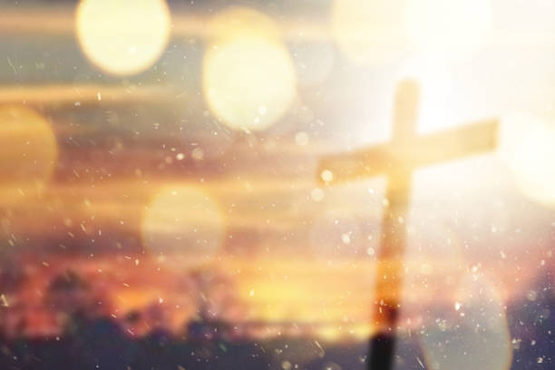 istock Religious representation with crosse in the nature at sunset 1207912328