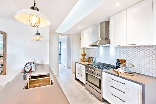 istock Luxury kitchen with an oven and stove next to pantry 1207914757