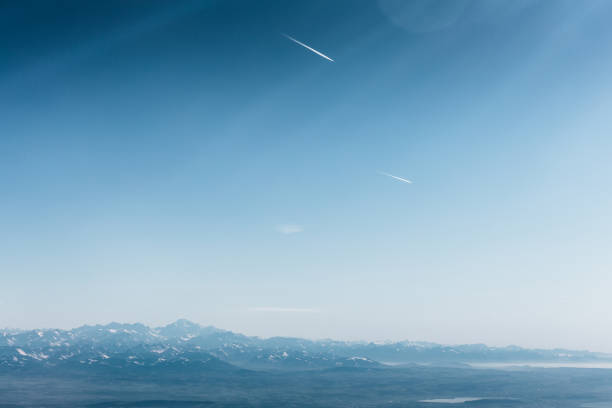 Airplanes over Mont Blanc and Central Europe on a very clear winter’s day.