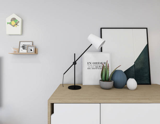 istock 3D rendering, spacious living room design of modern residence, with sofa, tea table, decorative painting, etc 1207917110