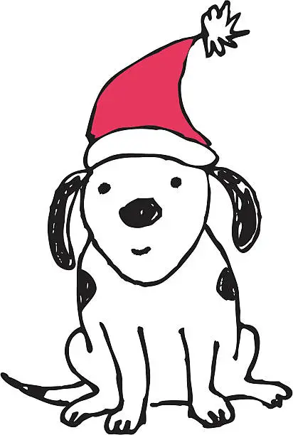 Vector illustration of Dog with Santa hat