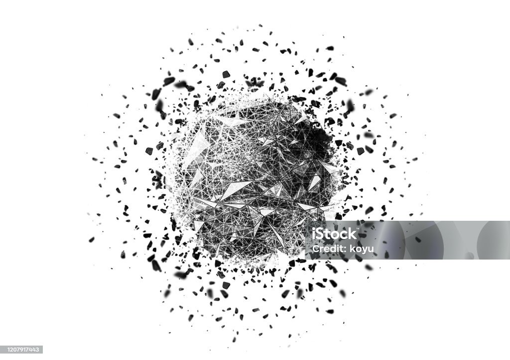 Sphere Exploding Exploding Abstract Sphere Stock Photo - Download Image Now - Particle ...