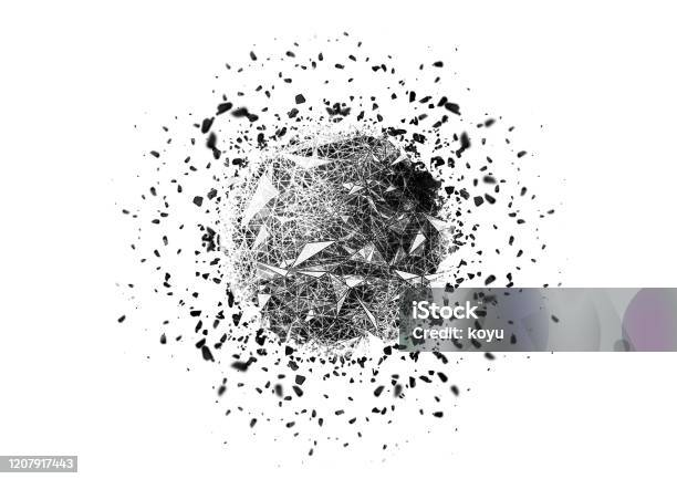 Exploding Sphere Pattern Exploding Abstract Sphere Stock Photo - Download Image Now - Particle ...