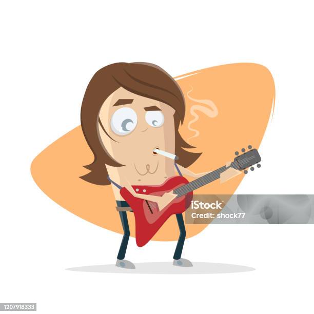 Funny Cartoon Illustration Of A Guitarist Stock Illustration - Download  Image Now - Music, Adult, Adults Only - iStock