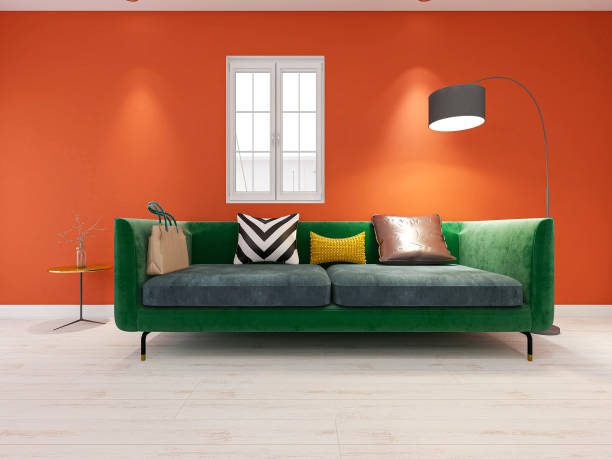istock 3D rendering, spacious living room design of modern residence, with sofa, tea table 1207919715