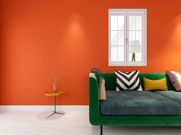 istock 3D rendering, spacious living room design of modern residence, with sofa, tea table 1207919726