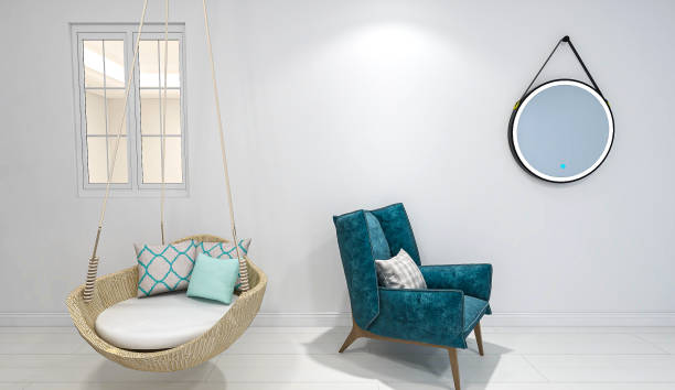 istock 3D rendering, spacious living room design of modern residence, with sofa, tea table 1207919775