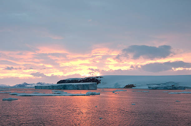 Antarctic sunset stock photo