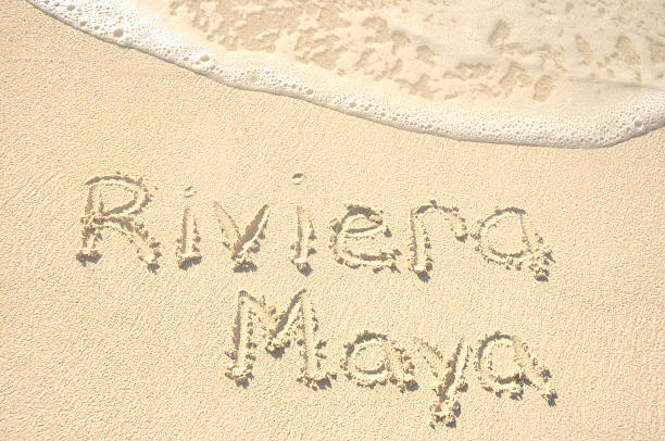 istock Riviera Maya Written in Sand on Beach 120792102