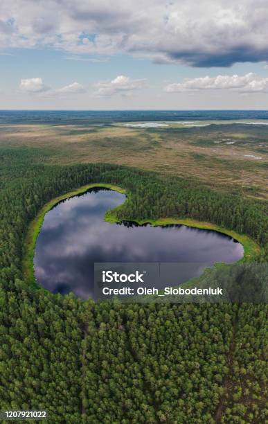 Scenic Aerial View Of Heartshaped Lake In Finland Stock Photo - Download Image Now