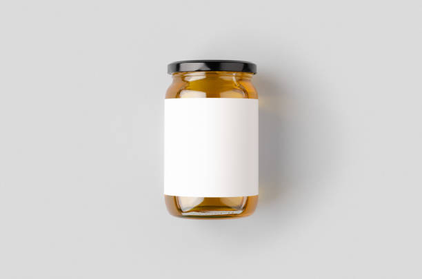 istock Honey jar mockup with blank label. 1207923327