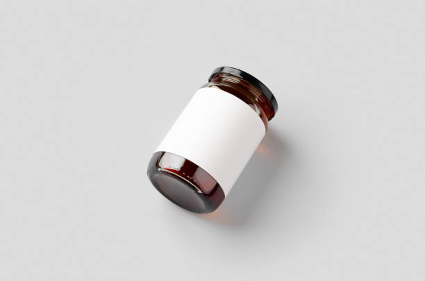 istock Honey jar mockup with blank label. 1207924380